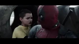 Deadpool holding sword with young boy — Deadpool