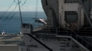 fighter jet taking off from aircraft carrier — The Avengers