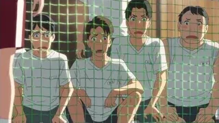 Four young men surprised at green grid — Your Name
