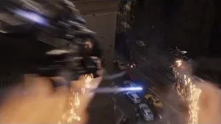 Futuristic spaceship flying through night sky — The Avengers