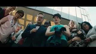 group of people with man holding microphone — Deadpool 2