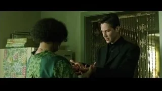 man and woman conversing in green room — The Matrix