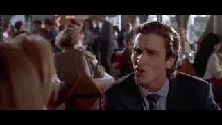 man and woman talking in restaurant — American Psycho