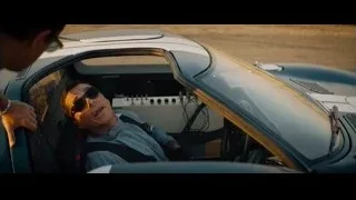 man in sports car in the desert — Ford v Ferrari