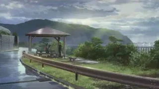 People sitting in park with gazebo after rain — Weathering with You