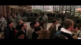 soldiers and crowd on a rooftop — Batman: The Dark Knight