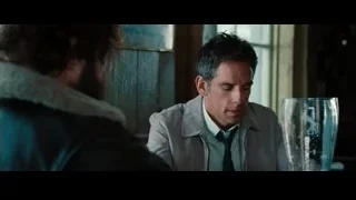 two men in fur coat at table — The Secret Life of Walter Mitty
