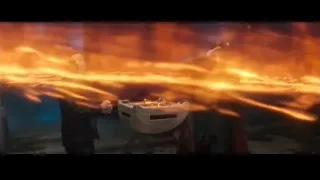 Two men with cauldron and fire in dark room — Spiderman: No Way Home