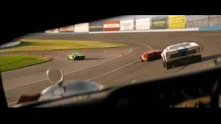 white sports car driving on race track — Ford v Ferrari