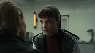 Woman and man conversing in room — Blade Runner 2049