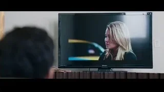 Woman in distress on TV screen — The Big Short