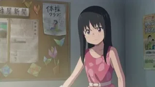young girl with bangs in front of bulletin board — Weathering with You